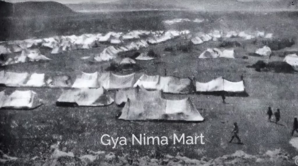 The historic Gyannim Trading Outpost in Tibet, bustling with traders before the Indo-China War.